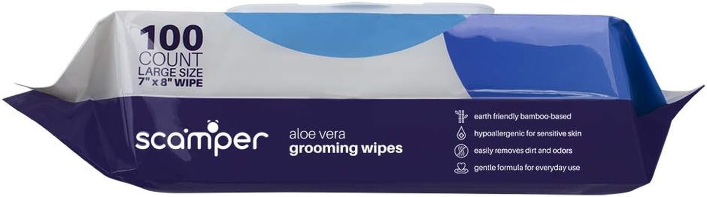 Scamper Grooming Wipes - Pet Wipes for Dogs & Cats (Aloe Vera)