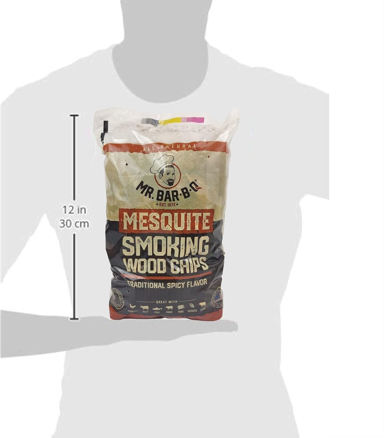 Mesquite Wood Smoker Chips, 100% All Natural Mesquite Wood Smoking Chips for Smokers, Works on Any Heat Source, Traditional Spicy Flavor for Backyard BBQ, Grilling & Camping (1.8 Lb Bag)