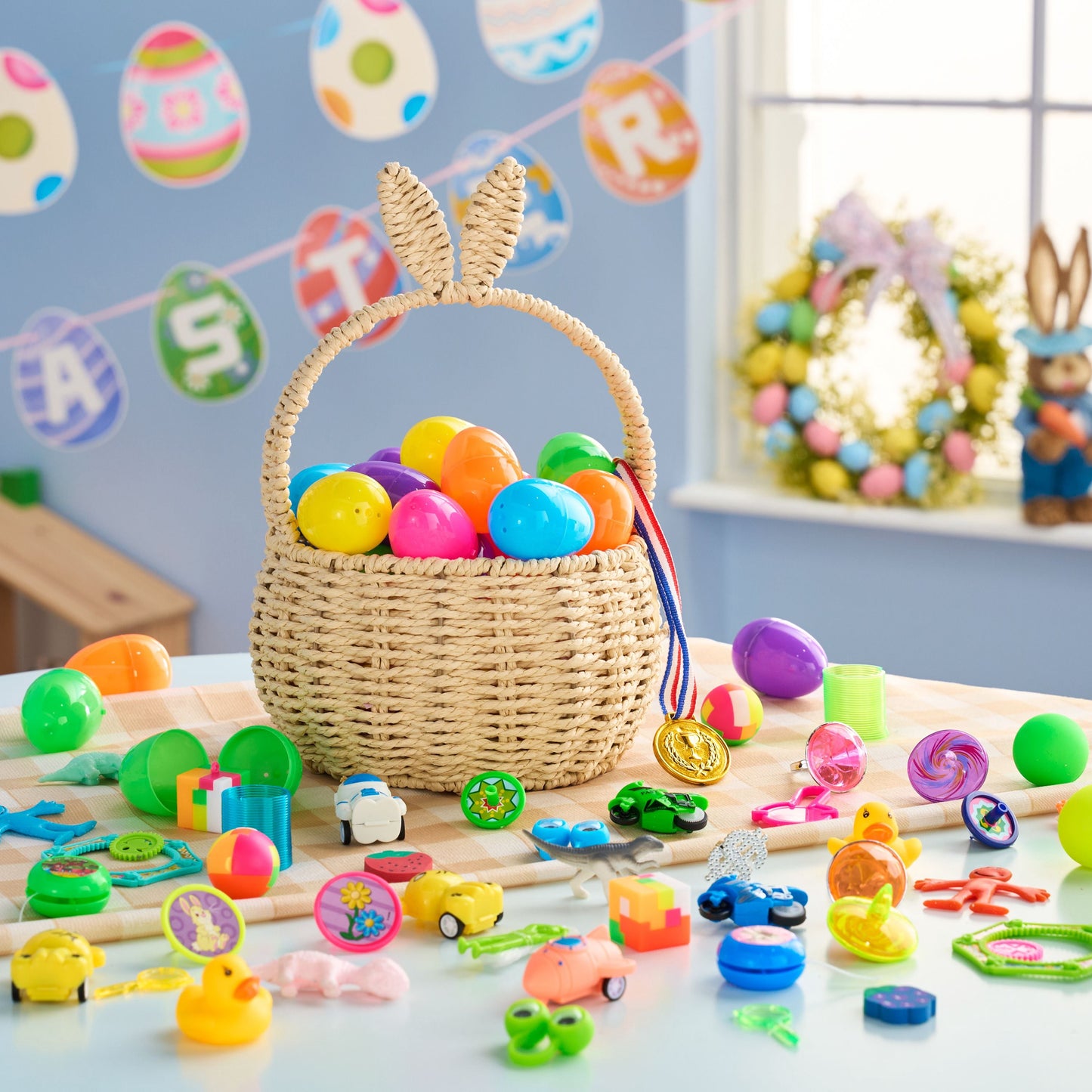 48 Packs Prefilled Easter Egg,Easter Egg with Toys Inside,Easter Basket Stuffers for Kids Easter Basket Classroom Exchange Toddler Boys Girls