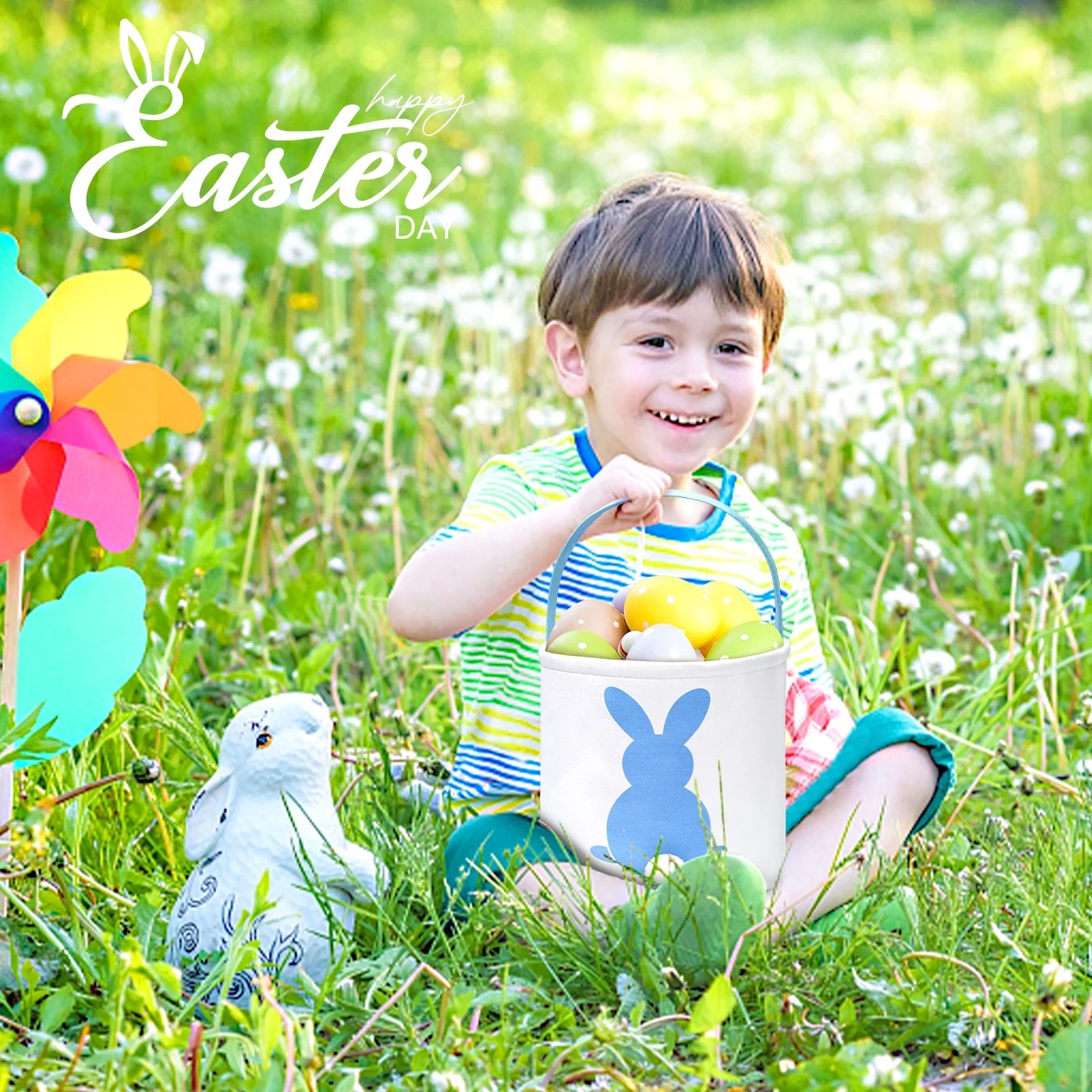 Easter Basket, Easter Bunny Baskets for Kids with Cute Rabbit Pattern, Easter Gift Baskets