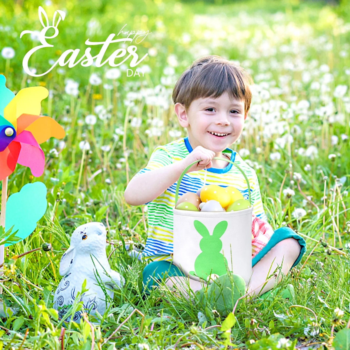 Easter Basket, Easter Bunny Baskets for Kids with Cute Rabbit Pattern, Easter Gift Baskets
