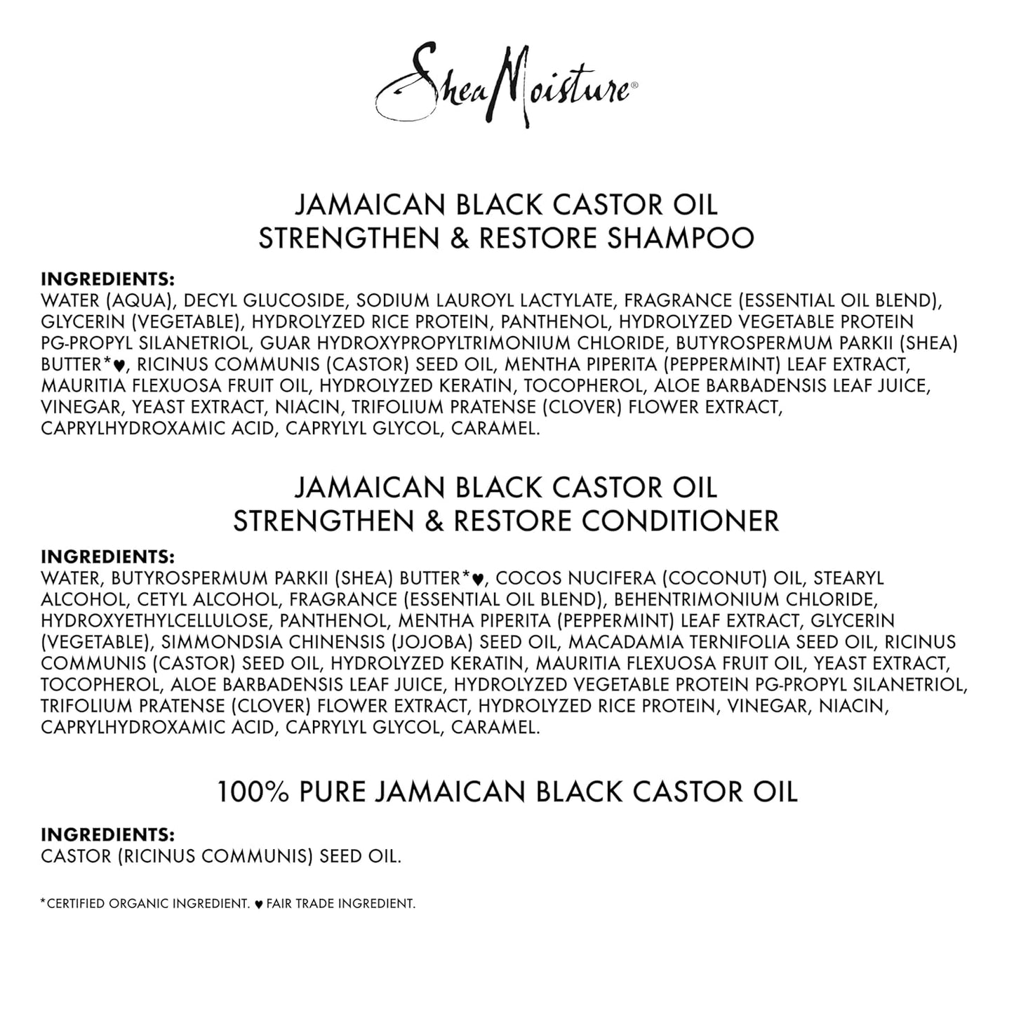 Sheamoisture Strengthen and Restore Shampoo, Conditioner & Head-To-Toe Restoration Body Care Oil Jamaican Black Castor Oil for Dry Skin & Hair Skin and Hair Care Regimen with Shea Butter