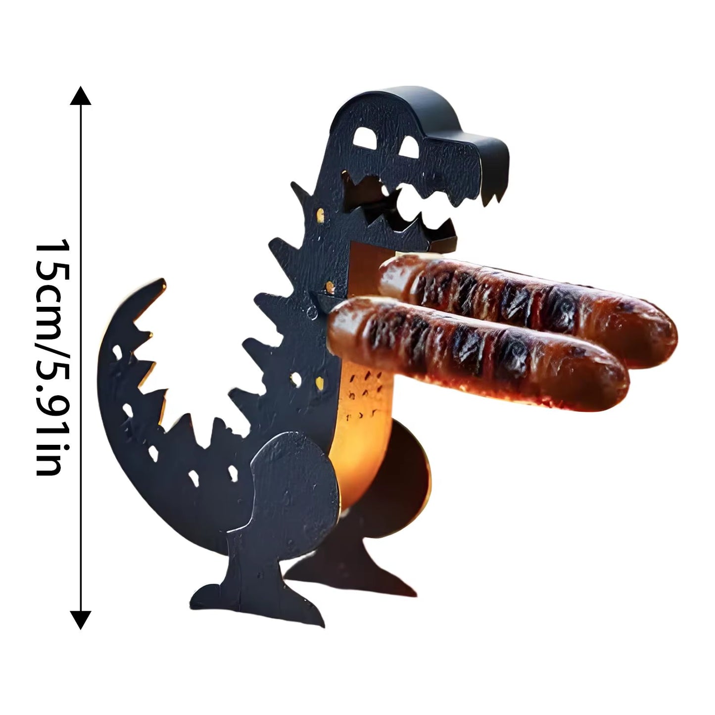 Funny BBQ Sausage Holder Hot Dog Grill Holder Portable Camping Grilling Cookware Dinosaur Sausage Stand for Outdoor Picnics