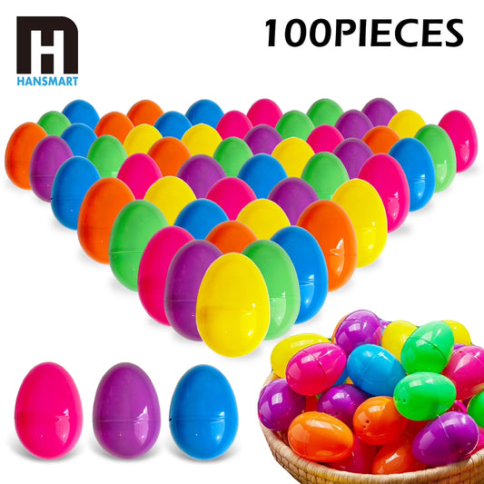 100PCS Plastic Easter Eggs, Empty 2.3" Eggs Bulk Fillable for Easter Hunt Party Favor Basket Stuffers Filler Classroom Prize Supplies Decor