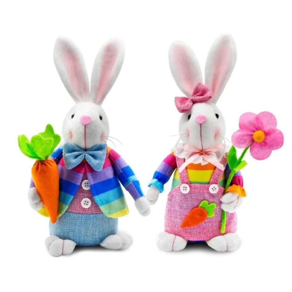 Easter Gnomes, Indoor Easter Decoration for the Home, Easter Decor Flocked Bunny Gnome Plush (2Pcs)