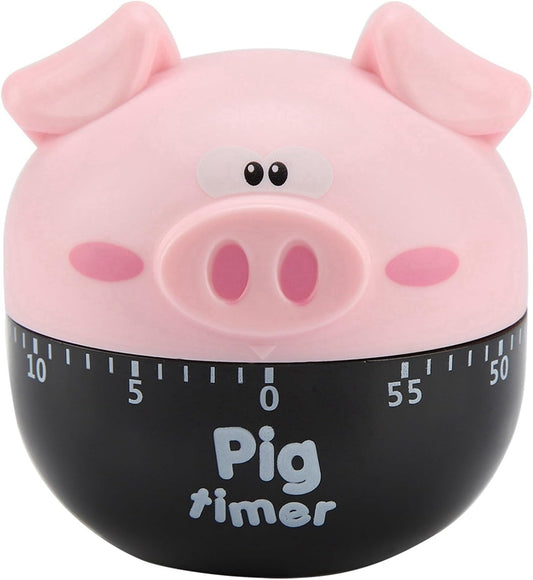 Cute Cartoon Pig Shaped Mechanical Timer, Kitchen Cooking Timer Countdown Alarm Clock for Baking Cooking, Kitchen Timing Device Home Decor
