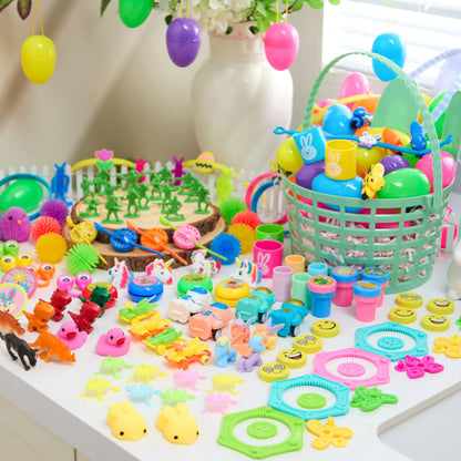 144 Packs Prefilled Easter Egg,Easter Egg with Toys Inside,Easter Basket Stuffers for Kids Easter Basket Classroom Exchange Toddler Boys Girls
