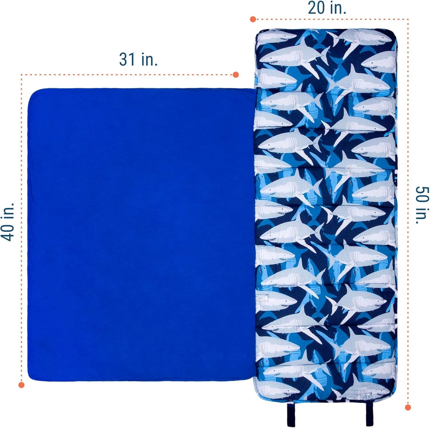 Kids Original Nap Mat – Cozy Kids Sleep Mat with Pillow, Ideal for School & Travel - Sharks