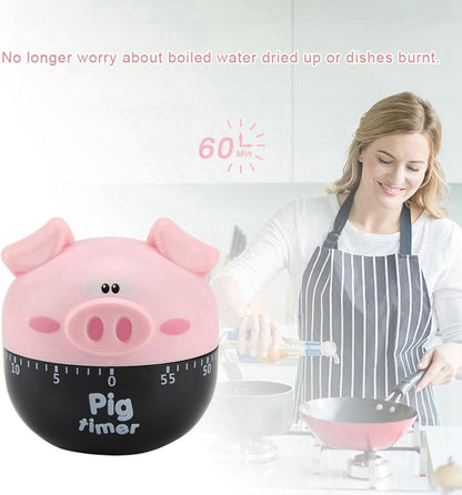Cute Cartoon Pig Shaped Mechanical Timer, Kitchen Cooking Timer Countdown Alarm Clock for Baking Cooking, Kitchen Timing Device Home Decor
