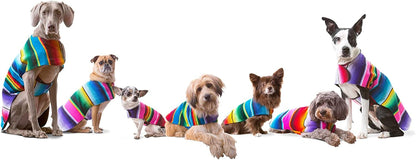 Dog Clothes - Handmade Dog Poncho from Authentic Mexican Blanket by  (Blue, Large)