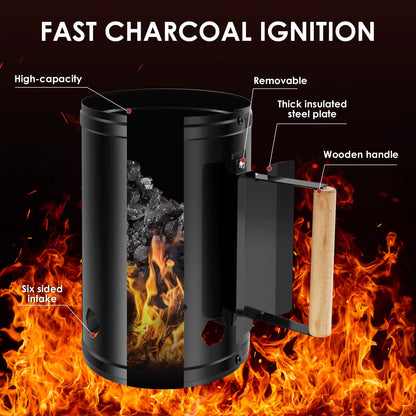 Charcoal Chimney Starter Fast Point Charcoal Ignition Barrels Carbon Barbecue Tools with Handle Charcoal Chimney for Outdoor