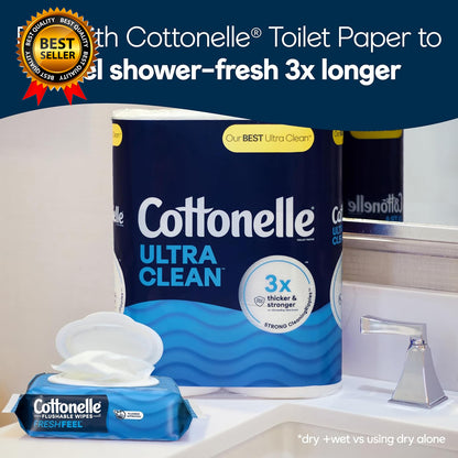 Fresh Feel Flushable Wet Wipes Adult Wet Wipes 8 Flip-Top Packs 42 Wipes Per