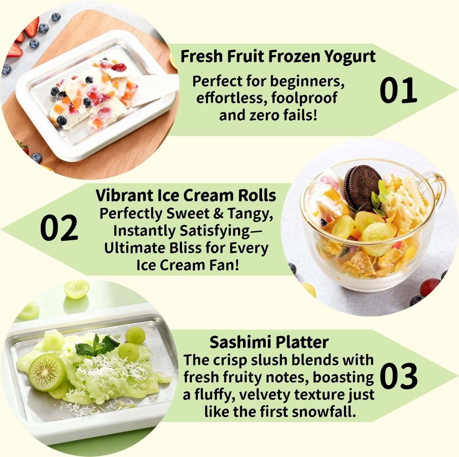Instant Freeze Rolled Ice Cream Maker - Complete DIY Kit with Scrapers & Tray