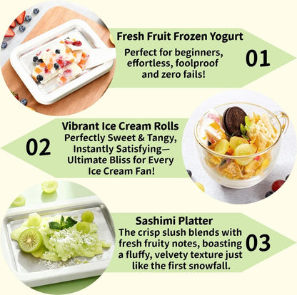 Instant Freeze Rolled Ice Cream Maker - Complete DIY Kit with Scrapers & Tray