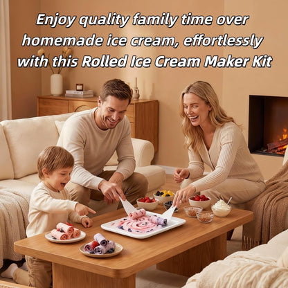 Instant Freeze Rolled Ice Cream Maker - Complete DIY Kit with Scrapers & Tray