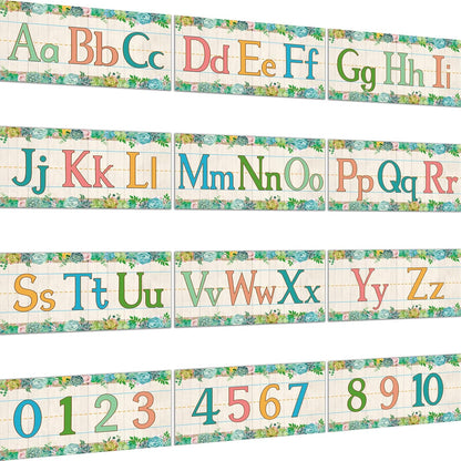 12 Pieces Alphabet Bulletin Board Strips Set Alphabet Line ABC Alphabet Banner &