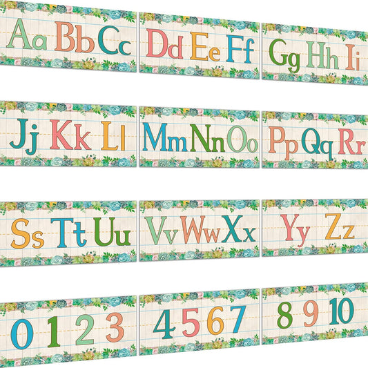 12 Pieces Alphabet Bulletin Board Strips Set Alphabet Line ABC Alphabet Banner &