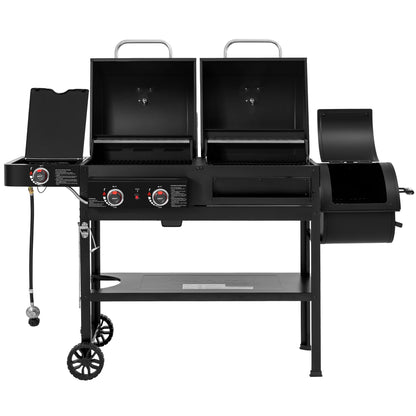 Royal Gourmet 2-Burner Gas and Charcoal Combo Grill with Offset Smoker, 34,000 BTU Dual Fuel Grill