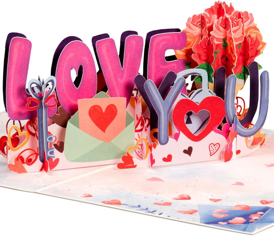 Frndly by Paper Love 3D I Love You Pop up Card, Gift for Mothers Day, Birthday,