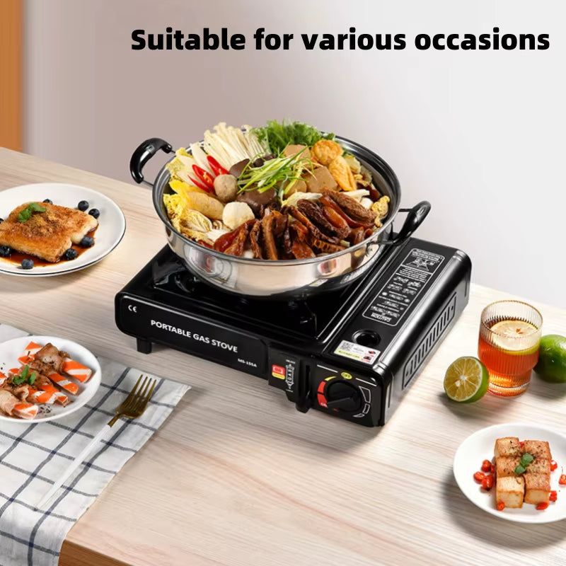 Portable Outdoor Cartridge Stoves, Hot Pot and Barbecue Cookers, Quick Heating, and Versatile Cooking for Family Gatherings.