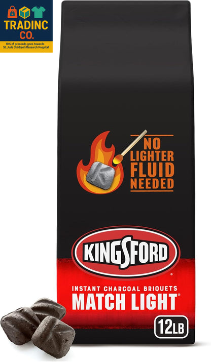 Match Light Instant Charcoal Briquettes, BBQ Charcoal for Grilling, Ready in 10