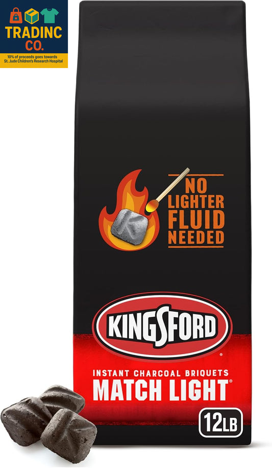 Match Light Instant Charcoal Briquettes, BBQ Charcoal for Grilling, Ready in 10