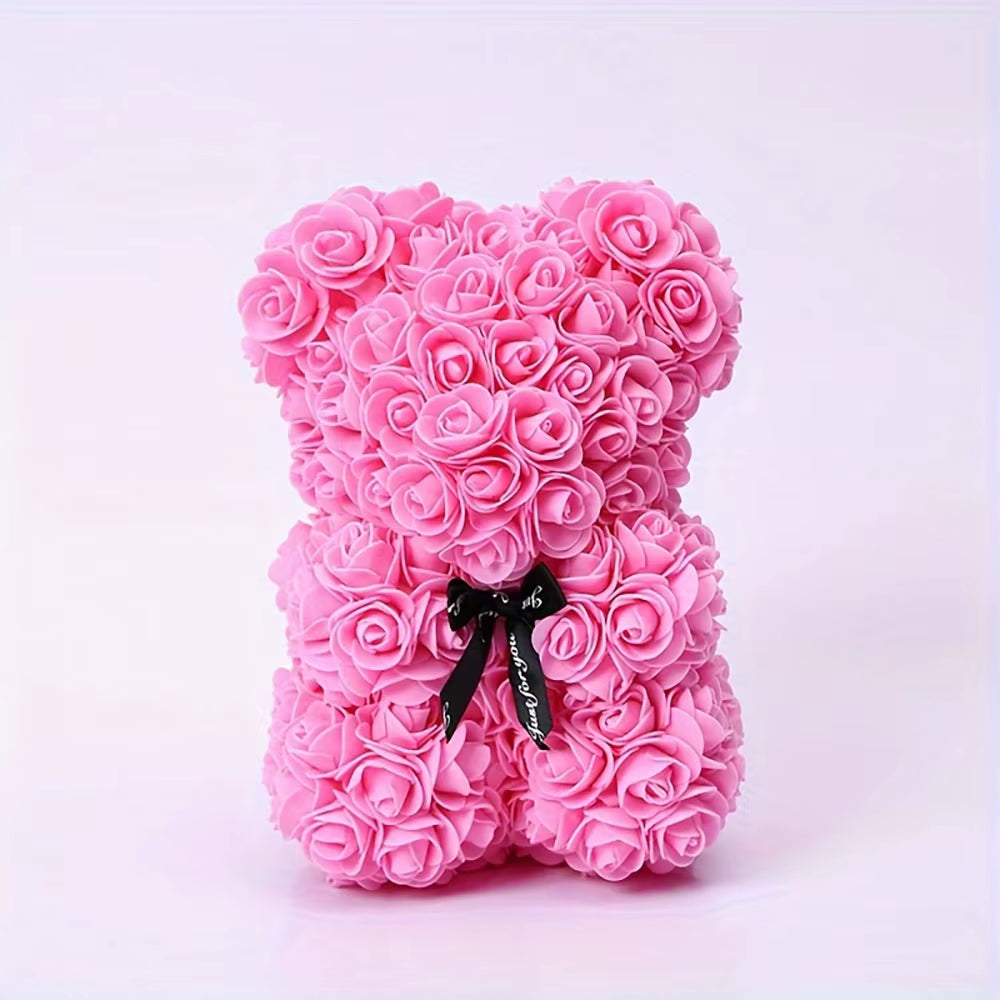 1Pc Rose Bear Artificial Foam Flowers Bear Made of Roses for Valentines Day, Mothers Day, Anniversary, Birthday Gifts