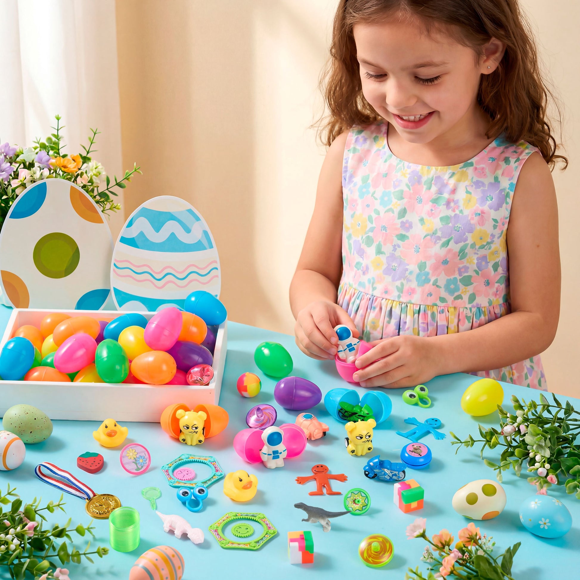 48 Packs Prefilled Easter Egg,Easter Egg with Toys Inside,Easter Basket Stuffers for Kids Easter Basket Classroom Exchange Toddler Boys Girls