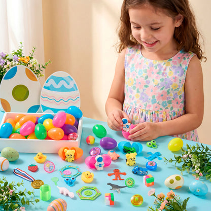 48 Packs Prefilled Easter Egg,Easter Egg with Toys Inside,Easter Basket Stuffers for Kids Easter Basket Classroom Exchange Toddler Boys Girls
