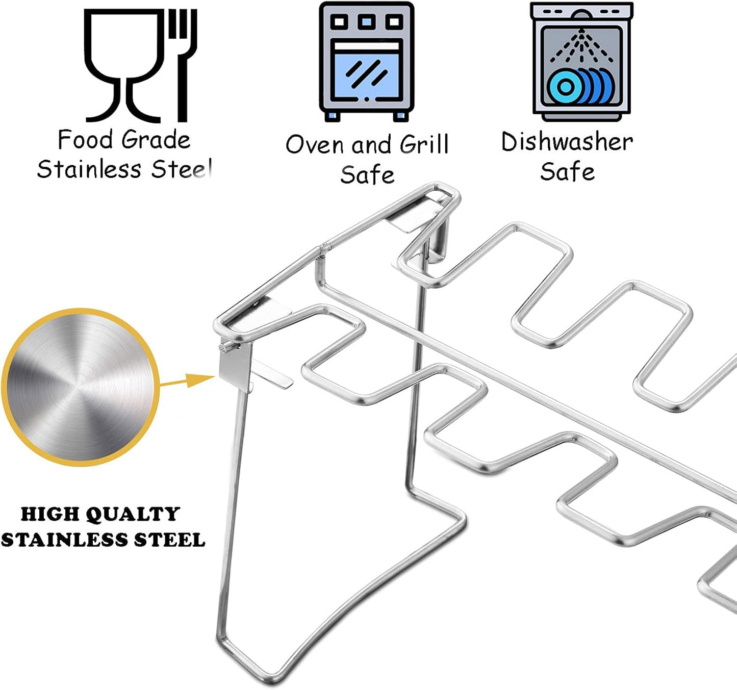 Chicken Leg and Wing Rack for Grill Smoker Oven - Easy to Use 14 Slots Chicken L