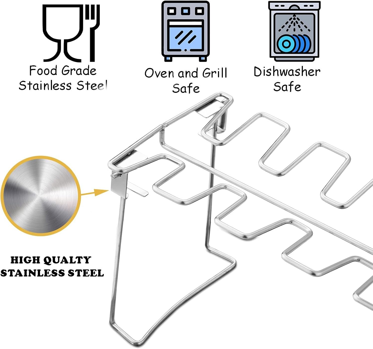 Chicken Leg and Wing Rack for Grill Smoker Oven - Easy to Use 14 Slots Chicken L