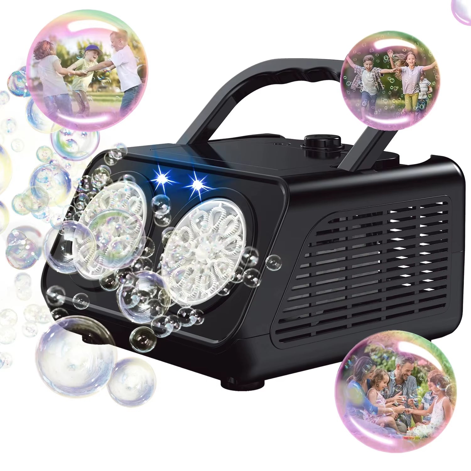 Automatic Bubble Machine Upgrade Bubble Blower with 2 Fans 20000+ Bubbles per Minute Bubbles for Kids Portable Bubble Maker Ope