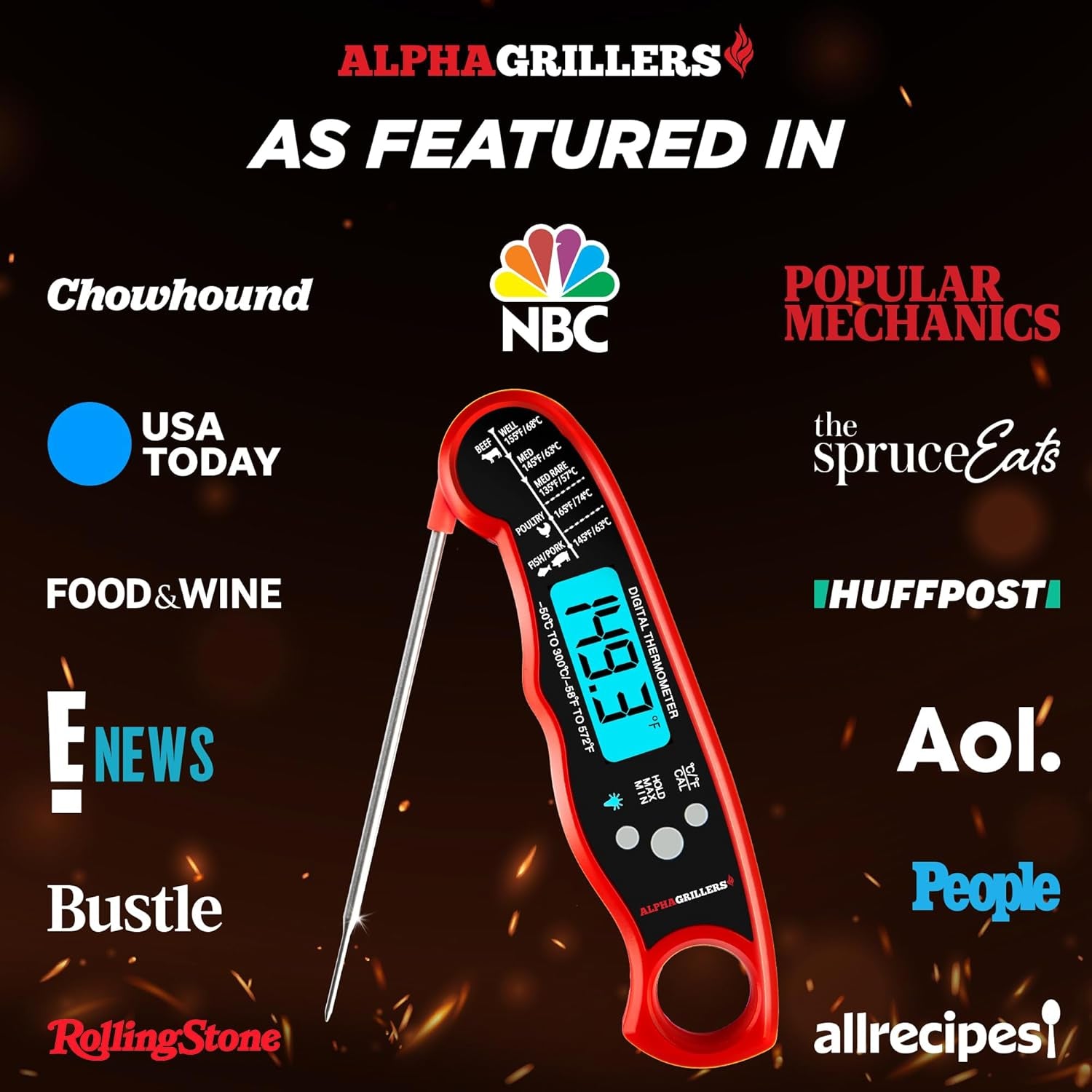 Meat Thermometer Digital - Instant Read Food Thermometer for Cooking and Grillin