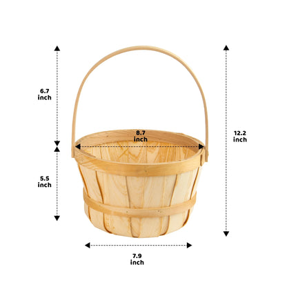 2 Pcs Easter Baskets,Easter Woven Woodchip Basket with Lining,Handmade Wicker Easter Basket with Handle for Easter Egg Hunt,Picnic