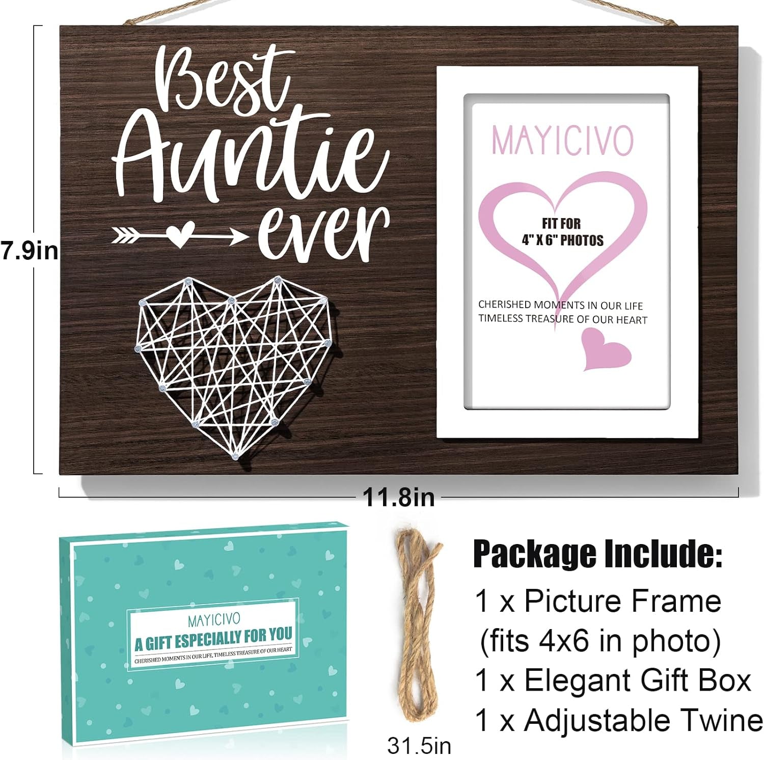 Aunt Gifts from Niece Nephew, Christmas Gifts for Aunt Picture Frame, Best Auntie Ever Gift Aunts Birthday Auntie Mother'S Day Gift for Aunts Women Best Aunts Photo Frame - 4X6 Photo