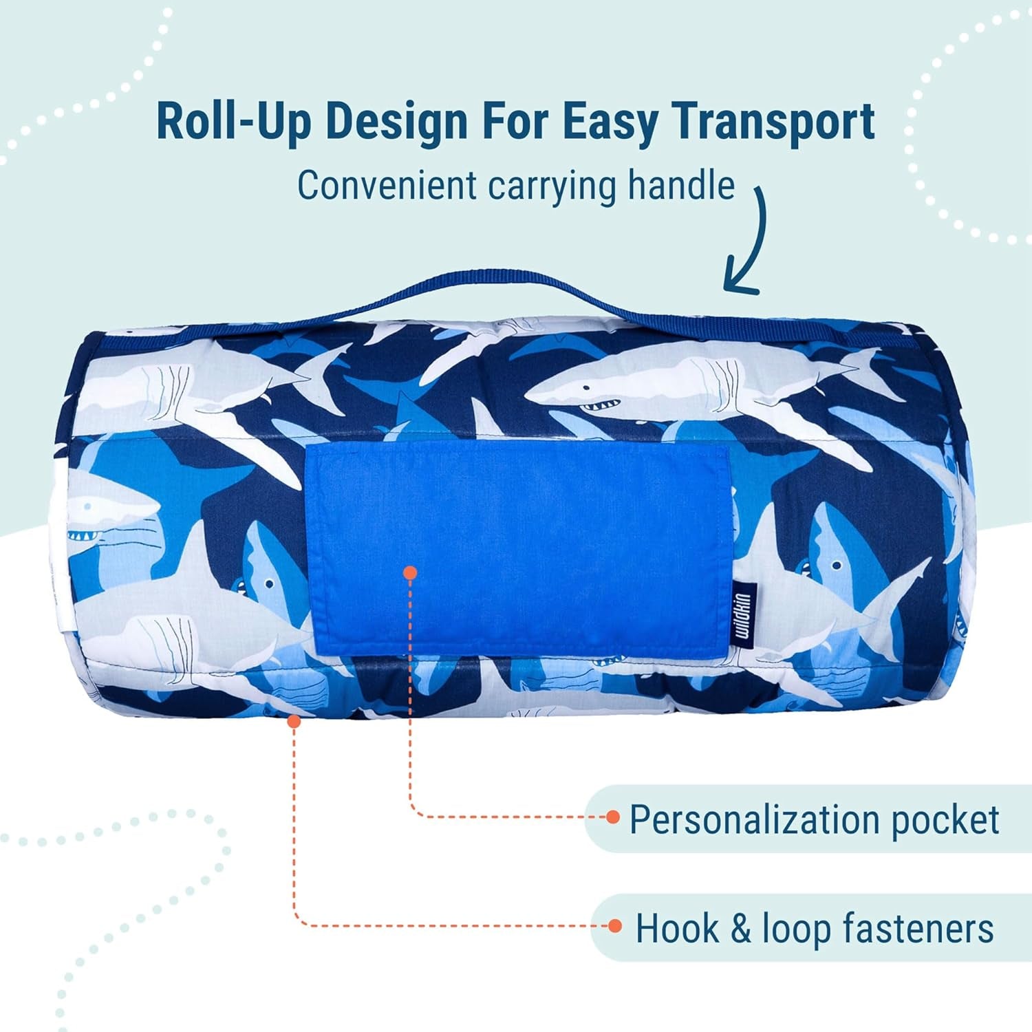 Kids Original Nap Mat – Cozy Kids Sleep Mat with Pillow, Ideal for School & Travel - Sharks