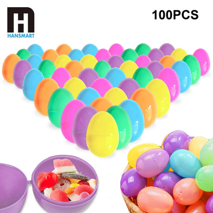 100PCS Plastic Easter Eggs, Empty 2.3" Eggs Bulk Fillable for Easter Hunt Party Favor Basket Stuffers Filler Classroom Prize Supplies Decor