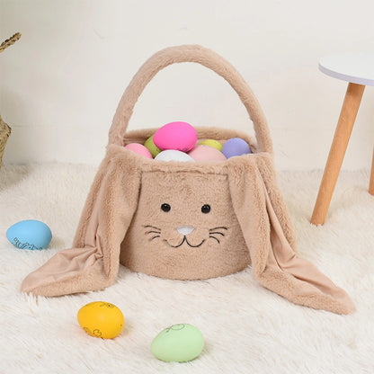 Easter Basket Plush Easter Bunny Long Ears Bags Easter Basket Rabbit Buckets Easter Tote Bags Children Gift Storage Handbag Easter Basket Stuffers