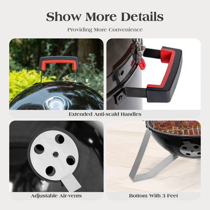 18-Inch Vertical Charcoal Smoker Grill with Porcelain-Enameled Smoking Chamber, Black