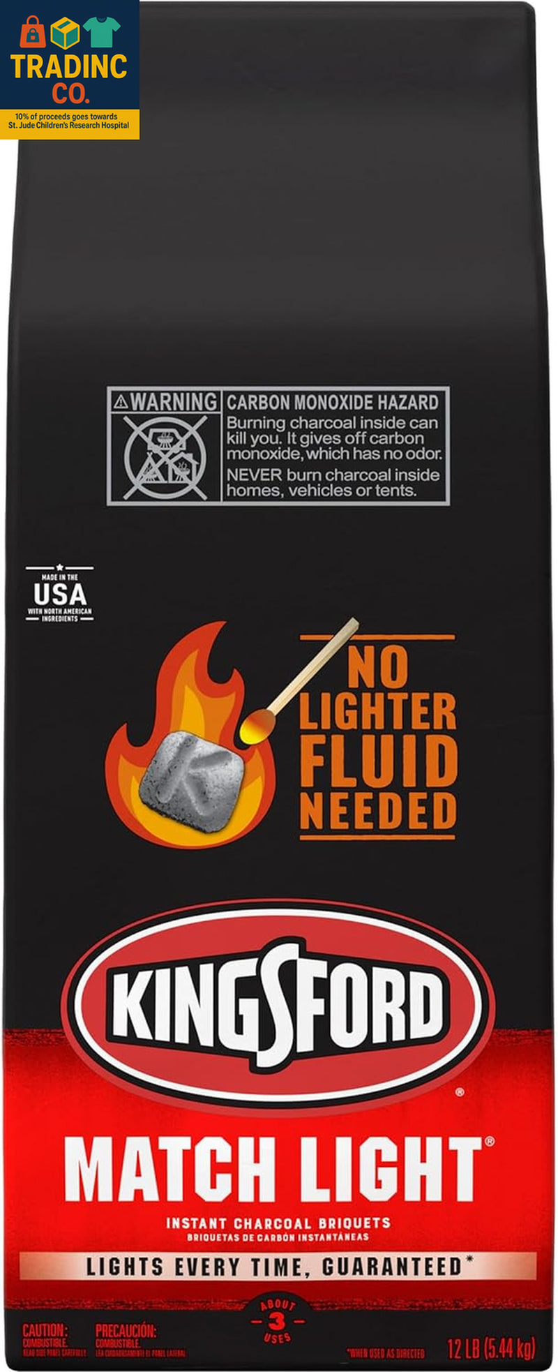Match Light Instant Charcoal Briquettes, BBQ Charcoal for Grilling, Ready in 10