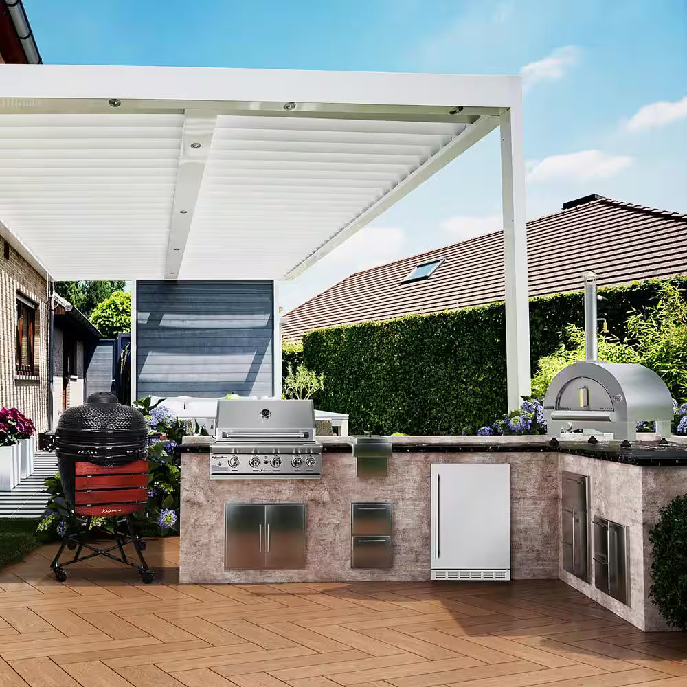 24 In. Kamado Ceramic Charcoal Grill in Black with Cart and Side-Wings