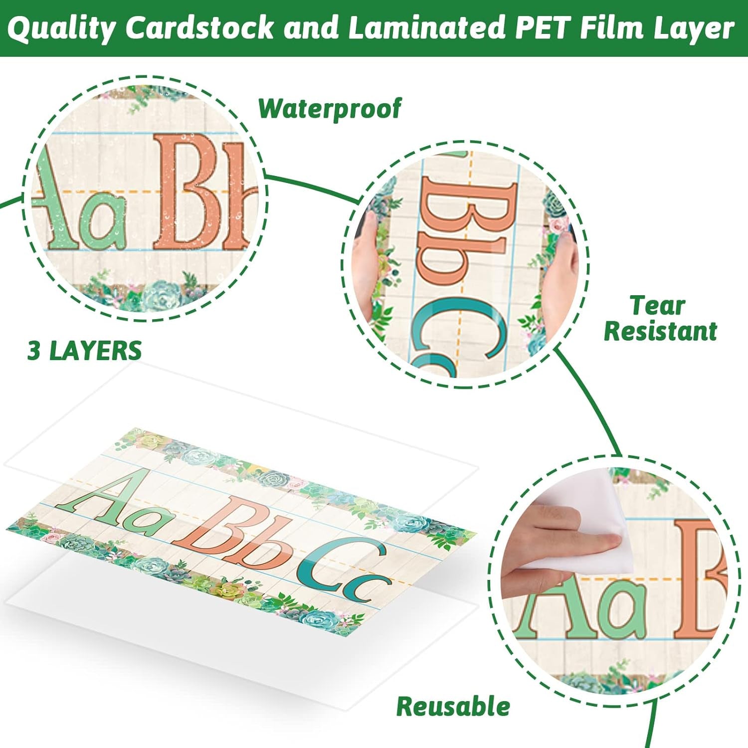 12 Pieces Alphabet Bulletin Board Strips Set Alphabet Line ABC Alphabet Banner &