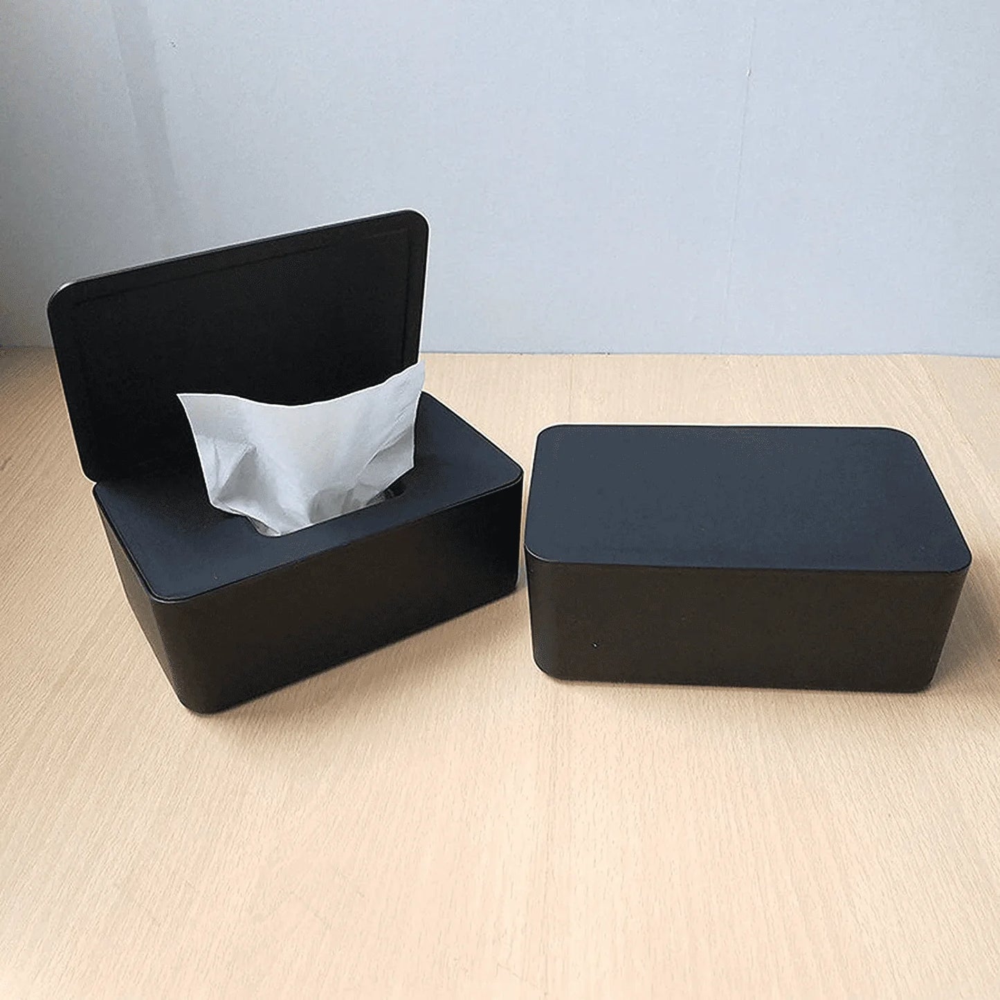 Wipes Dispenser, Portable Baby Wipes Holders Tissue Storage Box with Lid, Reusable Wipes Container Dustproof Tissues Wipes Case to Keep Wipe Fresh (Black)