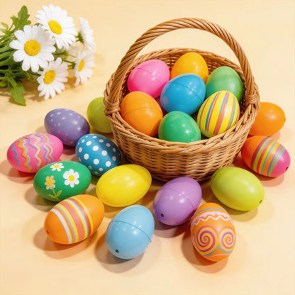 100PCS Plastic Easter Eggs, Empty 2.3" Eggs Bulk Fillable for Easter Hunt Party Favor Basket Stuffers Filler Classroom Prize Supplies Decor