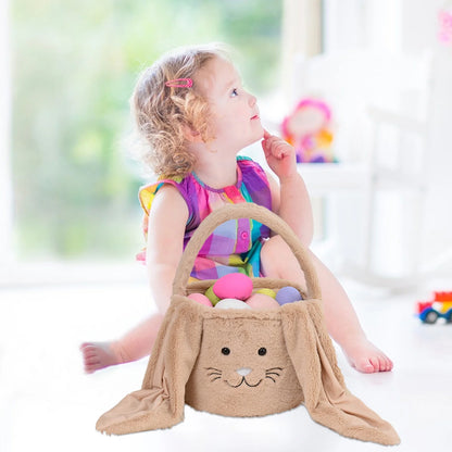 Easter Basket Plush Easter Bunny Long Ears Bags Easter Basket Rabbit Buckets Easter Tote Bags Children Gift Storage Handbag Easter Basket Stuffers