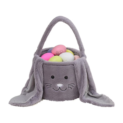 Easter Basket Plush Easter Bunny Long Ears Bags Easter Basket Rabbit Buckets Easter Tote Bags Children Gift Storage Handbag Easter Basket Stuffers