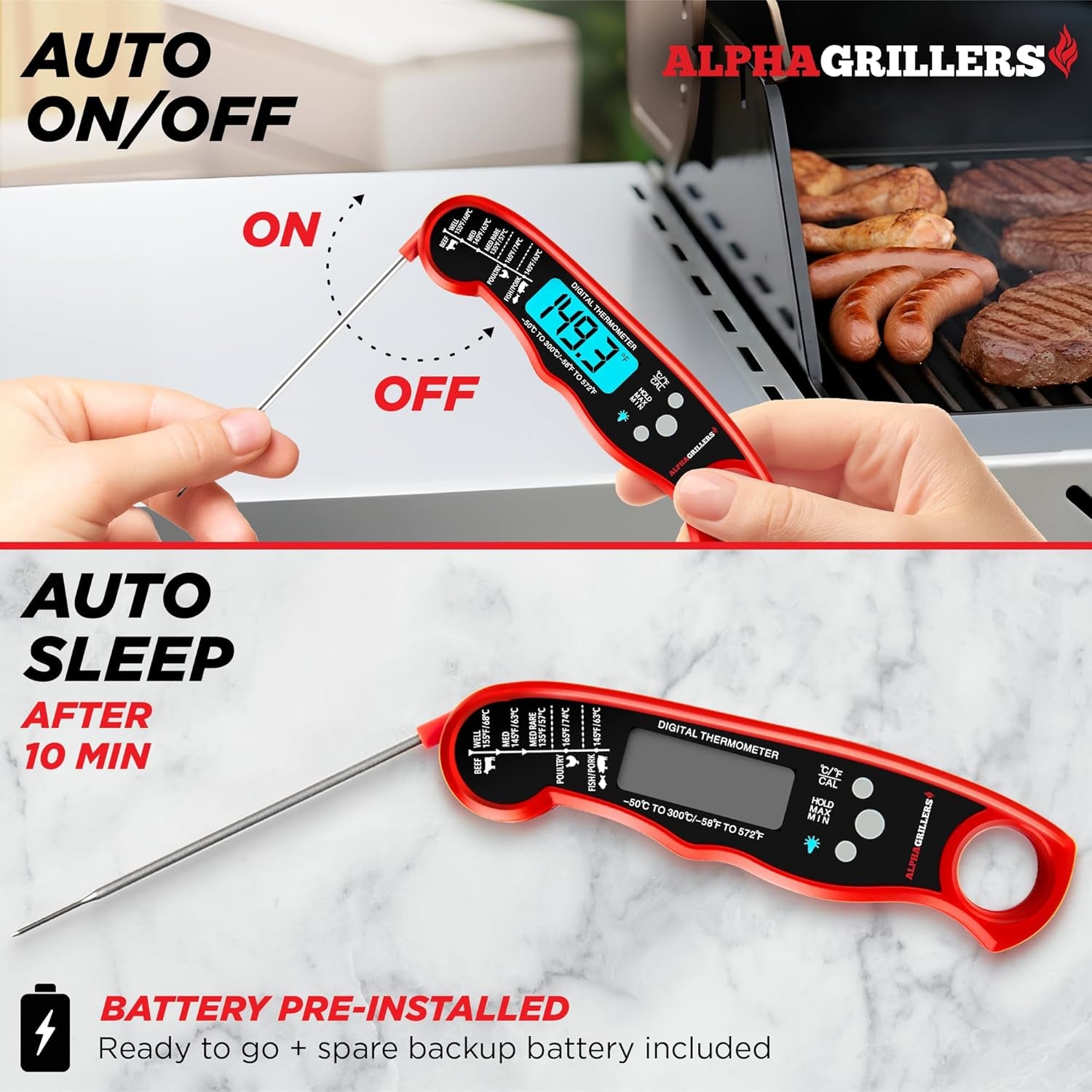 Meat Thermometer Digital - Instant Read Food Thermometer for Cooking and Grillin