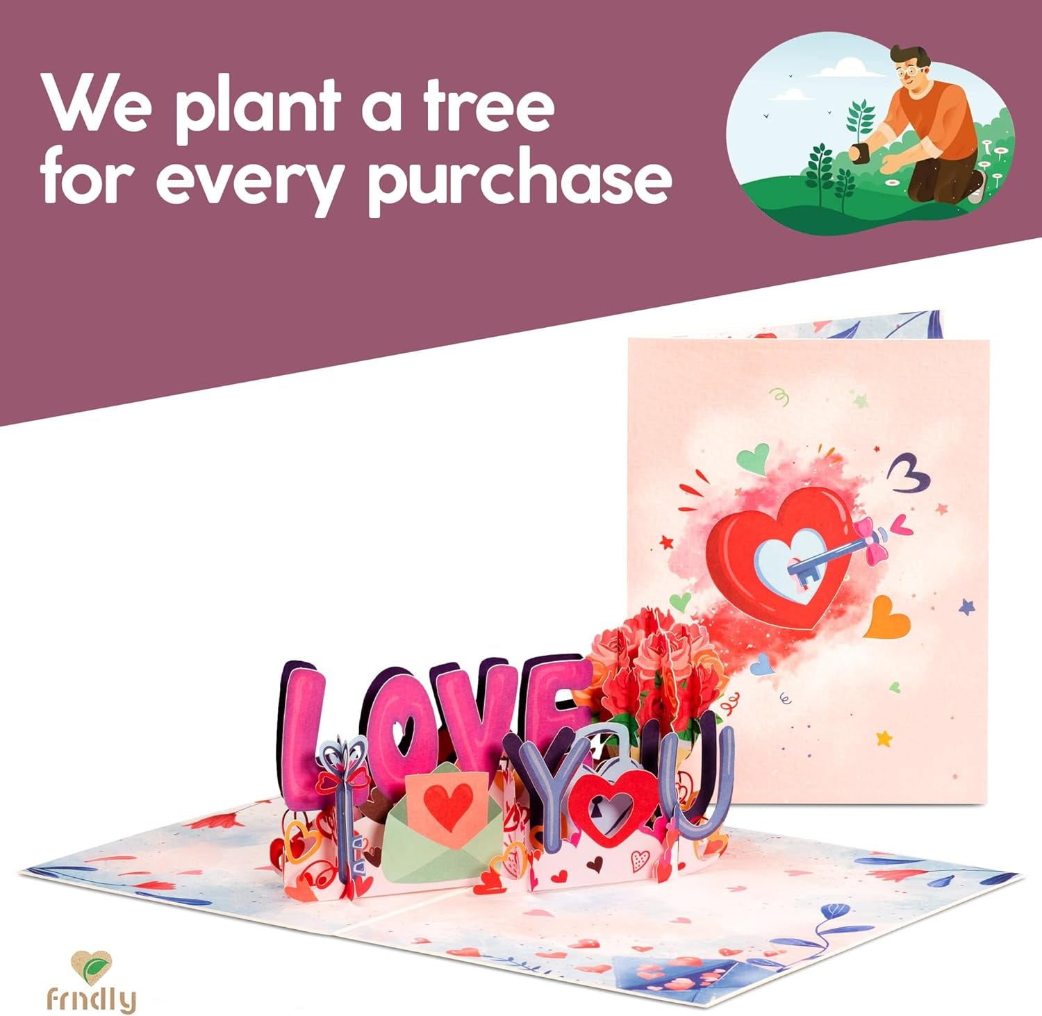 Frndly by Paper Love 3D I Love You Pop up Card, Gift for Mothers Day, Birthday,