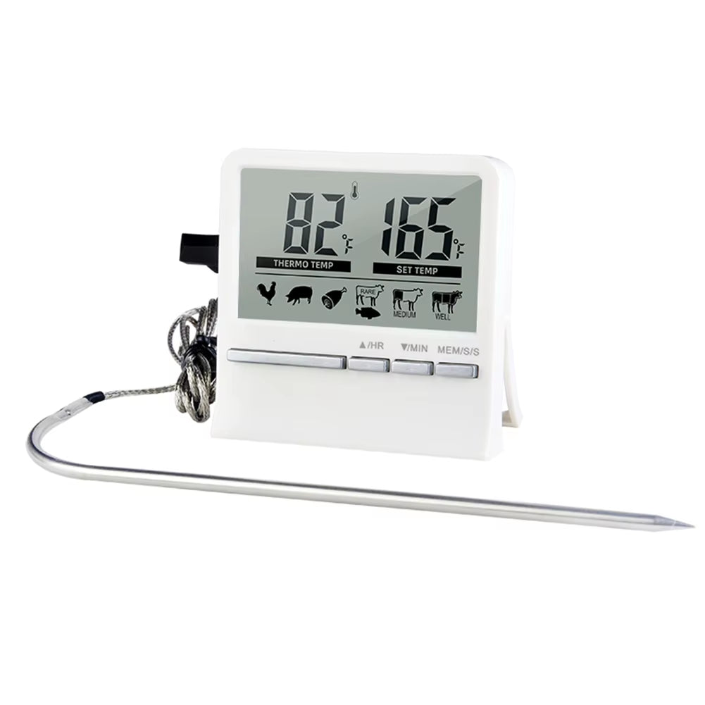 BBQ Electronic Digital LCD Food Thermometer Probe Meat Water Oil Cooking Temperature Alarm Cooking Timer Kitchen Cooking Tester