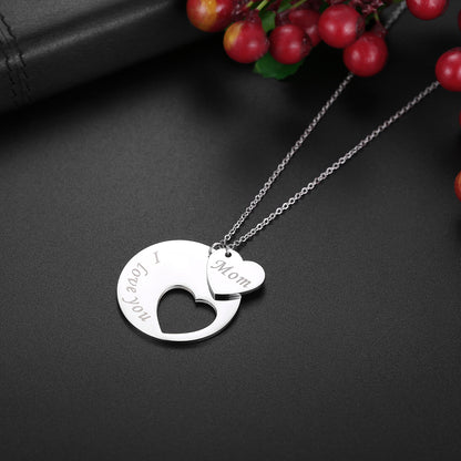 Women'S Stainless Steel "I Love You Mom" Heart Pendant Necklace Mothers Day Gift